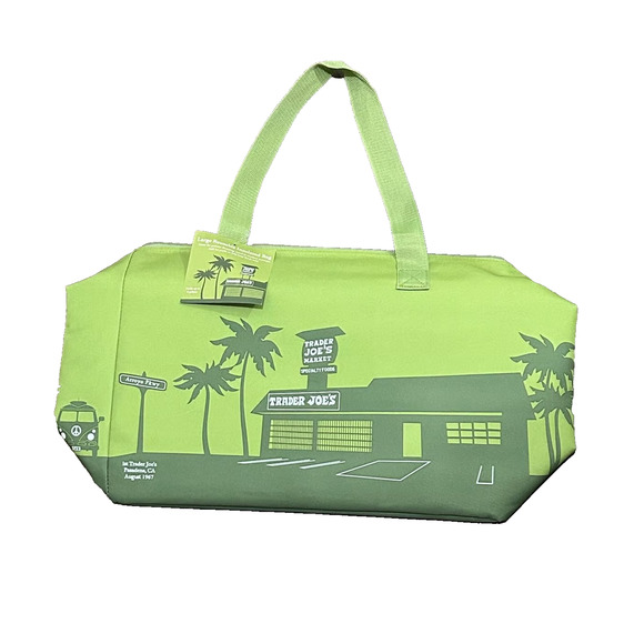 Trader Joe's 8 Gallons Reusable Bag Cooler Large Insulated Tote Olive Green - Picture 1 of 2